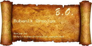 Bubenik Orsolya névjegykártya